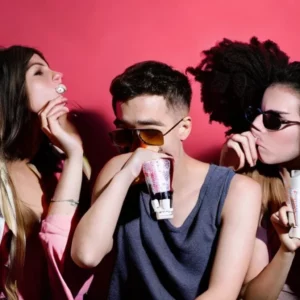 Artistic representation for Gen Z are quaffing expensive bottles , enjoying wine RAVES and joining YouTube vino clubs - because they fear health consequences of binge drinking
