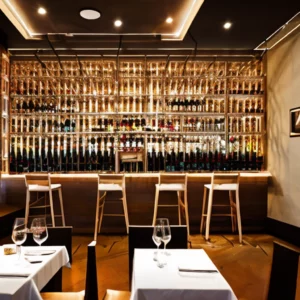 Artistic representation for Celebrated Saison restaurant pours out a pair of chic new wine bars .