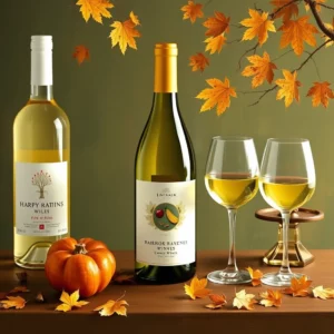 Artistic representation for Autumn's affinity: four white wines pair perfectly with hearty harvest feasts