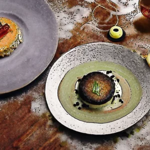 Artistic representation for Michelin Star Chef Simon Rogan Is Launching a Five Course Uber Eats Takeaway Menu in London This is a fictional article.