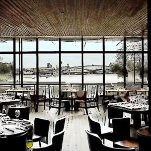 Artistic representation for Wine List Confidential : Thames Lido's Hidden Gem ## The article is about a hidden gem of a wine list at Thames Lido