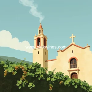 Artistic representation for How Angelica wine is made thanks to San Gabriel Mission