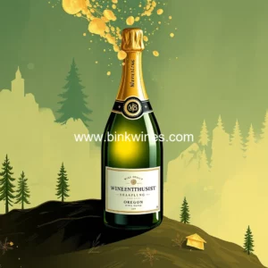 Artistic representation for Oregon sparkling wine named best in the world by Wine Enthusiast