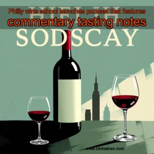 Artistic representation for Philly wine school launches podcast that features commentary tasting notes