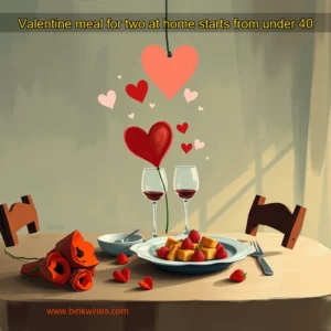 Artistic representation for Valentine meal for two at home starts from under 40