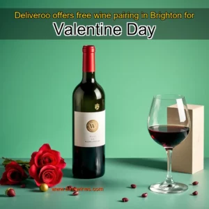 Artistic representation for Deliveroo offers free wine pairing in Brighton for Valentine Day
