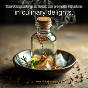 Artistic representation for Secret ingredients of flavor: the aromatic intrusions in culinary delights.