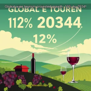 Artistic representation for Global wine tourism projected growth: 13% by 2034!