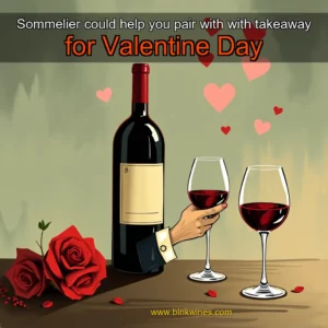 Artistic representation for Sommelier could help you pair with with takeaway for Valentine Day