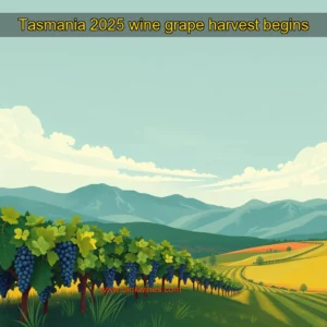 Artistic representation for Tasmania 2025 wine grape harvest begins