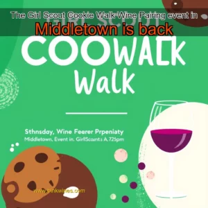 Artistic representation for The Girl Scout Cookie Walk Wine Pairing event in Middletown is back