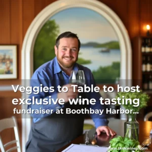 Artistic representation for Veggies to Table to host exclusive wine tasting fundraiser at Boothbay Harbor Topside Inn