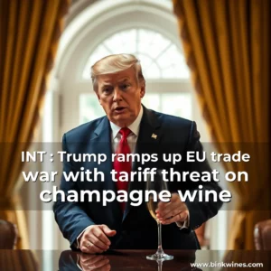 Artistic representation for INT : Trump ramps up EU trade war with tariff threat on champagne wine