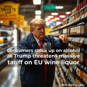 Artistic representation for Consumers stock up on alcohol as Trump threatens massive tariff on EU wine liquor