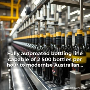 Artistic representation for Fully automated bottling line capable of 2 500 bottles per hour to modernise Australian winemaking