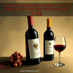Artistic representation for Exquisite three-bottle wine selection at nis 110! support: exquisite three-bottle wine selection at nis 110!