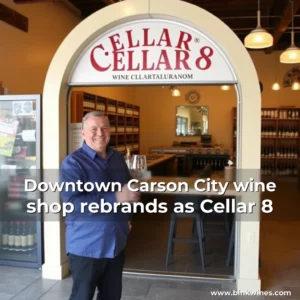 Artistic representation for Downtown Carson City wine shop rebrands as Cellar 8
