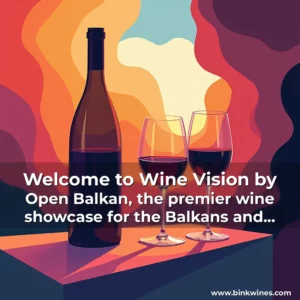Artistic representation for Welcome to Wine Vision by Open Balkan, the premier wine showcase for the Balkans and Southeastern Europe